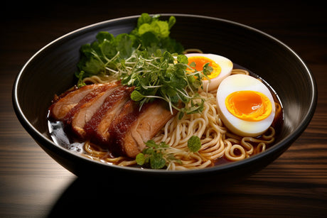 Shio Ramen mit Pilzen, Soja-Ei und Nori-Blatt - RamenHeaven