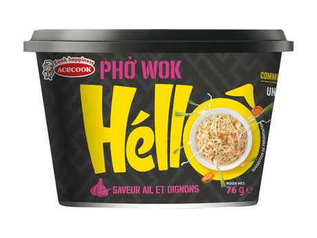 Acecook Pho Wok Knoblauch und Zwiebeln Instant Nudeln im Becher 76g