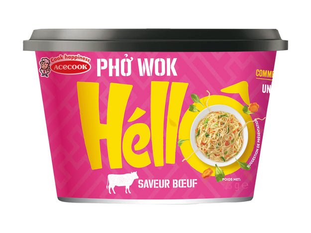 Acecook Pho Wok Rind Instant Nudeln im Becher 76g